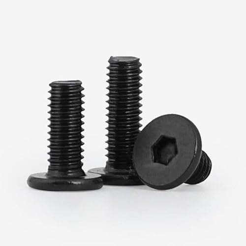 STORKY 5 ~ 50 Stück/Los M2 M2,5 M3 M4 M5 M6 M8 schwarz verzinkt 304 Edelstahl CM Innensechskant Ultradünne flache Oblatenkopfschraube (Farbe: Schwarz 304, Größe: M5 x 10 mm (10 Stück) )) von STORKY