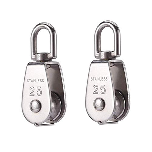 2 Stück Umlenkrollen,Einzelflaschenzug aus 304 Edelstahl,M25 Riemenscheibe Roller Tragkraft Stark- Silber für den Innen- und Außenbereich von STOUCLA