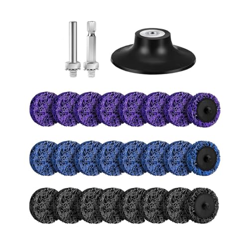 CSD Scheibe Schleifscheibe, Grobreinigungsscheibe 50mm Reinigungsscheibe Set Nylongewebescheibe Lackentfernung Rost Polieren für Winkelschleifer(24 Stücke) von STOUCLA