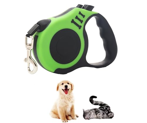 Hundeleine,Flexi Leine, Hundeleine 5m, Hundeleine Rollleinen für Kleine und Mittelgroße Hunde bis 20kg, Hundeleine Ausziehbar mit Anti-Rutsch Griff, Grün von STOUCLA