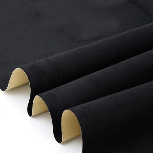 Mikrofaserstoff, Wildlederimitat Selbstklebend, Wildleder Optik Autofolie,Polsterungen, Schmuck-Schublade, für Autoinnenräume, Schwarz, 15cm × 150 cm von STOUCLA
