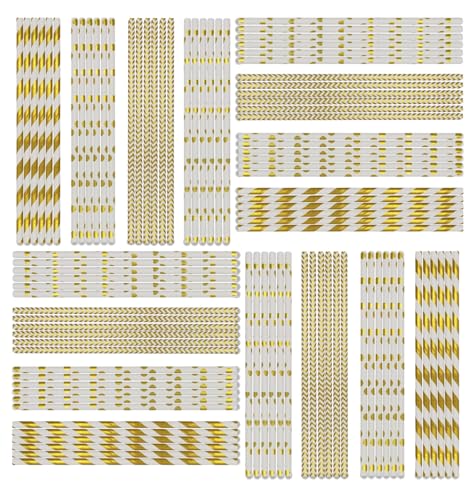 Papierstrohhalme Gold Trinkhalm, 400 Stück Papier Strohhalme, Papierhalme Weiß Halme für Hochzeit, Geburtstag, Cocktail Feier Partyzubehör von STOUCLA