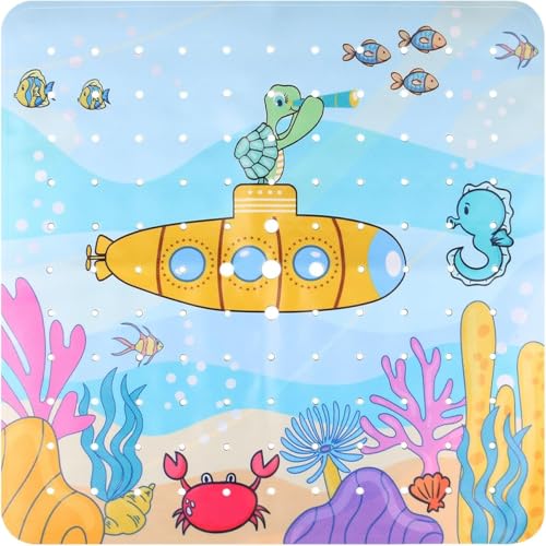 Quadratisch duschmatte rutschfest Anti Schimmel,53x53cm Antirutsch Badewannenmatte,mit Saugnäpfen, Aufhängern und Ablauflöchern (Diving Model-53×53cm) von STOUCLA