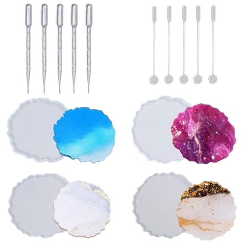 STOUCLA Silikonform Untersetzer Epoxidharz Formen Set Form Epoxidharzform mit Untersetzerhalter für Untersetzer, Kerzenhalter, Heimdekoration, DIY-Bastelprojekte STOUCLA Silikonform Untersetzer Epoxidharz Formen Set Form Epoxidharzform mit Untersetzerhalter für Untersetzer, Kerzenhalter, Heimdekoration, DIY-Bastelprojekte von STOUCLA