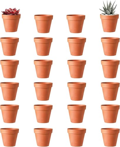 STOUCLA Tontöpfe Blumentopf, Tonpflanztöpfe, Terrakotta Topf, Mini Blumentopf Terrakotta Mit Abflussloch, Pflanztopf Wiederverwendbar, für Drinnen und Draußen Dekorieren,24 Stücke (3,5 × 3 cm) von STOUCLA