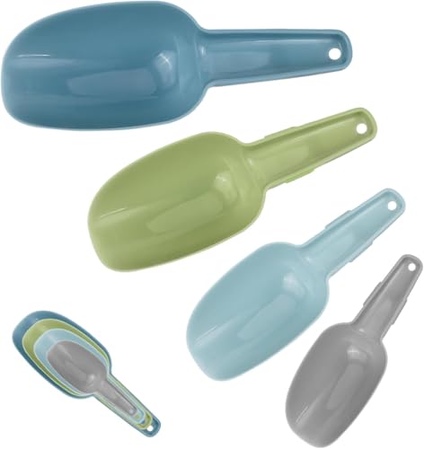 4 Stück Kunststoff Eisschaufel Haushalts Mehlschaufel Popcornschaufel Abwiegeschaufel Lebensmittelschaufel Haushalts Wägeschaufel für Küchen, Bars, Buffets, Partys, Getreide -50/100/150/250ml von STOUUMOW