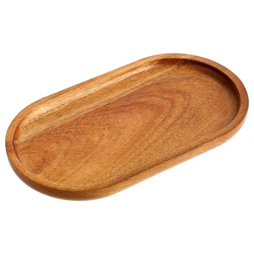 Ovale Holz Serviertablett, 20 X 12 X 1,5 cm Holztablett Aus Akazienholz Braunes Deko Serviertablett Ovale Holztabletts Für Brot, Desserts, Kekse, Tee, Kaffee, Kuchen, Obst, Kleinigkeiten von STOUUMOW