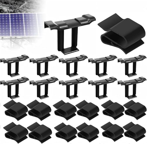 Solar Kabelhalter & Wasserablauf-Clips Set (20 Stück) - PV Kabelclips + Reinigungsclips für Modulrahmen - Kabelbefestigung & Schlamm-Entwässerung - Inkl. 10x Kabelclips + 10x Drainageclips (30mm) von STOUUMOW