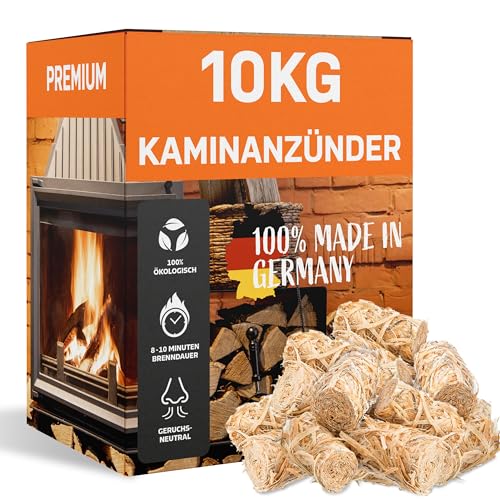 STOXI Kaminanzünder 2,5KG, 5KG oder 10KG (100% Made IN Germany) Anzündwolle, Grillanzünder Ideal für Ihr Kamin, Ofen oder Grill aus Holzwolle Anzünder und Wachs für das perfekte Feuer (5, Kilogramm) von STOXI