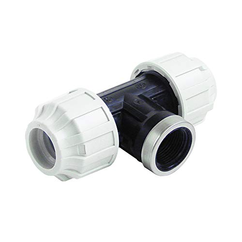 STP fittings PP Kupplung PP T-Stück mit Innengewinde, 25 x 3/4 Zoll x 25 mm von STP fittings