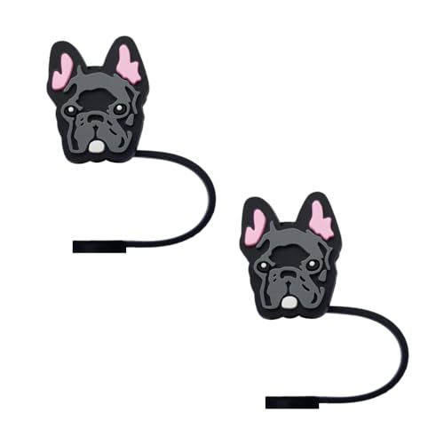 STRACOUPI Silikon-Trinkhalm-Abdeckungen für Stanley-Becher, Motiv: Frenchie Bulldogge, wiederverwendbar, niedliches Zubehör für Trinkgläser, 2 Stück, dekorative und personalisierte STRACOUPI Silikon-Trinkhalm-Abdeckungen für Stanley-Becher, Motiv: Frenchie Bulldogge, wiederverwendbar, niedliches Zubehör für Trinkgläser, 2 Stück, dekorative und personalisierte von STRACOUPI