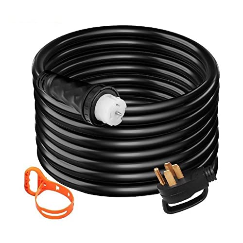 10-75FT Generatorkabel 50A Hochleistungssteckdose Verlängerungskabel Wasserdichte Stromversorgungskabel NEMA 14-50P zu CS6364,Sicherheitsversicherung(30FT) von STRAFBRG