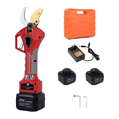 21V Akku-Gartenschere Lithium-Ionen-Astschere Effiziente Schere Bonsai Elektrische Äste Gartengeräte Elektro S32 32mm,Kontrollierter Betrieb(RED(case)) von STRAFBRG