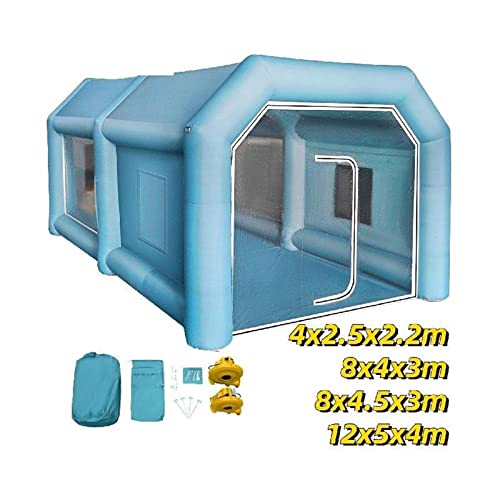 4/8/12M Aufblasbare Lackierkabine 2 Gebläse Tragbares Riesen-Autozelt mit Filtersystem Mobile Raum-Airbrush-Garage im Freien,Sicherheitsversicherung(4x2.5x2.2m) von STRAFBRG