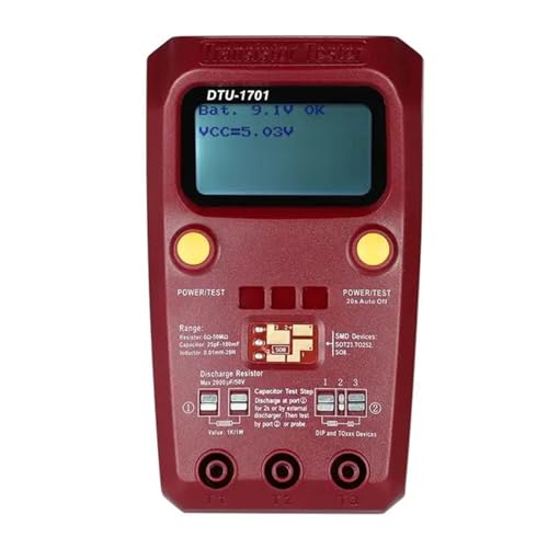 DTU1701 Transistortester MOSFET Triode LCR Induktivität Widerstand Kapazität SCR ESR Meter SMD Multifunktionstester,Zuverlässige Tests von STRAFBRG