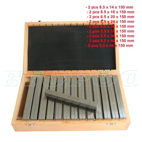 Legierter Stahl 100 Mm/150 Mm 9 Paar 18-teiliges Hochpräzise Gefertigtes Parallel-Pad-Endmaß-CNC-Fräspad-Set,Korrosionsbeständig(150mm) von STRAFBRG