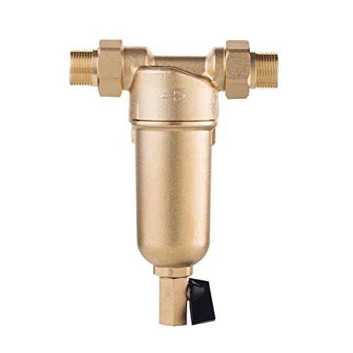 STRAFBRG Siphon Backwas Vorfilter Heißwasserfilter Ganzes Messing-Reinigungssystem Edelstahlgewebe Prefiltro Mit Manometer Heißwasser,Seltener Austausch(Whole Brass,0.75 inch) von STRAFBRG