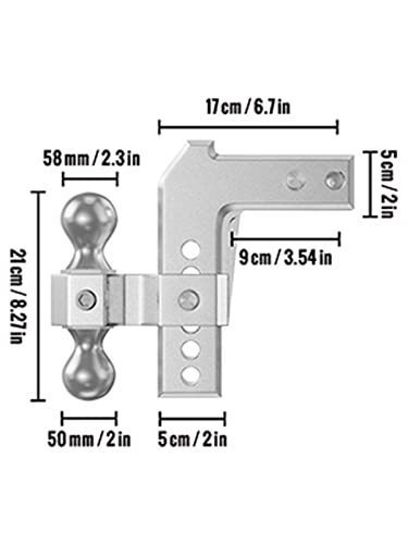 Verstellbare Anhängerkupplung passend for 2-Zoll-Empfänger 4-Zoll-Drop-Ball-Mount-Anhängerkupplung 12500 LBS Anhängelast for die meisten gängigen Anforderungen,Sicherheitsversicherung(Rojo) von STRAFBRG