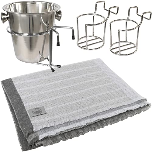 STRANDKORB-MANUFAKTUR BUXTEHUDE Strandkorbprofis Sparpaket: 1x Champagnerkühler, 2X Flaschenhalter, 1x Sylter Strandkorbdecke von STRANDKORB-MANUFAKTUR BUXTEHUDE