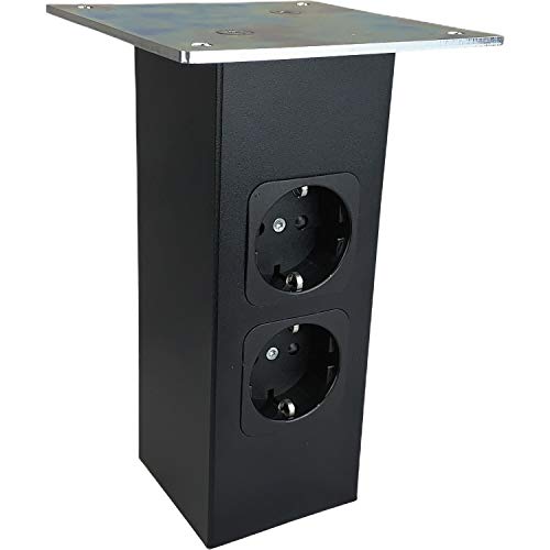 STRATE Barkonsole gerade, Höhe 170 mm, schwarz, Steckdose von STRATE