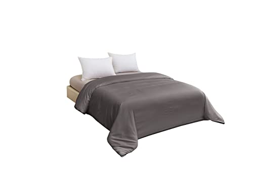 Strato Bedding – Mikrofaser-Bettbezug (200 x 200 cm) für Doppelbett, pflegeleicht, einlauffest und lichtbeständig, atmungsaktiv, grau von STRATO COTTON