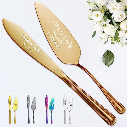 STREADVE Personalisiert Tortenheber mit Gravur Tortenmesser Hochzeit Personalisierte Hochzeitsgeschenke für Brautpaar Wedding Verlobung, Edelstahl, Gold STREADVE Personalisiert Tortenheber mit Gravur Tortenmesser Hochzeit Personalisierte Hochzeitsgeschenke für Brautpaar Wedding Verlobung, Edelstahl, Gold von STREADVE