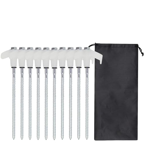 STREAMVOY Spiral-Heringe (20 cm) – robuste Schraubheringe für jedes Gelände, winddicht und leuchten im Dunkeln (10 leuchtende Heringe + 1 Tasche) von STREAMVOY