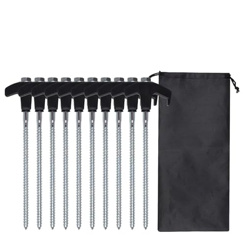 STREAMVOY Spiral-Heringe (20 cm) – robuste Schraubheringe für jedes Gelände, winddicht und leuchten im Dunkeln (10 schwarze Heringe + 1 Tasche) von STREAMVOY