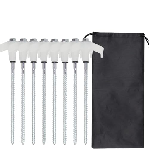 STREAMVOY Spiral-Heringe (20 cm) – robuste Schraubheringe für jedes Gelände, winddicht und leuchten im Dunkeln (8 leuchtende Heringe + 1 Tasche) von STREAMVOY