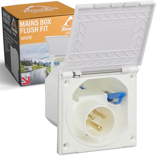 STREAMVOY Unterputz-Steckdose, 16 A, 105 mm x 111 mm, universeller Netzanschluss für Wohnwagen und Wohnmobil, wasserdicht IP44, einfache Installation mit Schaumstoffdichtung und Entriegelungshebel STREAMVOY Unterputz-Steckdose, 16 A, 105 mm x 111 mm, universeller Netzanschluss für Wohnwagen und Wohnmobil, wasserdicht IP44, einfache Installation mit Schaumstoffdichtung und Entriegelungshebel von STREAMVOY