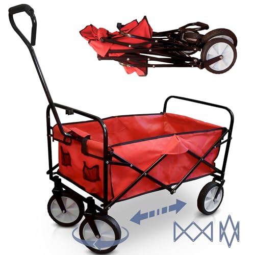 Bollerwagen Faltbar PRAKTIK 50L | Klappwagen Faltbar für den einfachen Transport | Handwagen Transportwagen mit PVC Bollerwagen Räder | Helfer im Garten, Shopping, Camping | Handwagen klappbar von STREND PRO