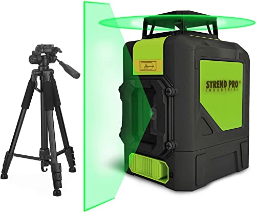 Kreuzlinienlaser mit stativ Grün 1x 360 Grad Laser - Baulaser - Laser mit Stativ Selbstnivellierend - Laser Nivelliergerät - Kreuzlinienlaser Grün - Rotationslaser selbstnivellierend mit Stativ von STREND PRO