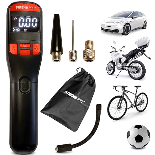 STREND PRO Mini Kompressor 10Bar | Akku Luftpumpe Auto 150PSI | LED | AUTOSTOP | Mobiler Mehrzweckkompressor - Fahrrad Pumpe, Autoreifen Akku Kompressor tragbar, Elektrische Ballpumpe | Luftkompressor von STREND PRO