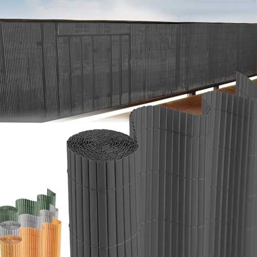 STREND PRO Balkon Sichtschutz | PVC sichtschutzmatte | Antrazit | 0.9m Hoch, 3m Länge | Wetterfester für Privatsphäre, Balkon Windschutz | Balkon Seitensichtschutz ohne Bohren Terrassen von STREND PRO