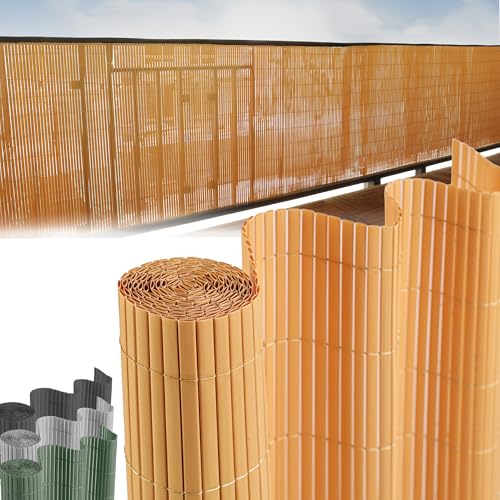 STREND PRO Balkon Sichtschutz | PVC sichtschutzmatte | Bambus | 1m Hoch, 3m Länge | Wetterfester für Privatsphäre, Balkon Windschutz | Balkon Seitensichtschutz ohne Bohren Terrassen von STREND PRO
