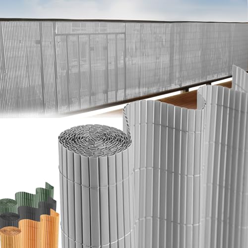STREND PRO Balkon Sichtschutz | PVC sichtschutzmatte | Hellgrau | 0.9m Hoch, 3m Länge | Wetterfester für Privatsphäre, Balkon Windschutz | Balkon Seitensichtschutz ohne Bohren Terrassen von STREND PRO