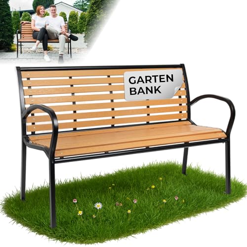 STREND PRO Gartenbank 120x42x82 Metall & Kunststoff | WETTERFEST | Sitzbank 2-Sitzer | Parkbank für Garten, Terrasse, Balkon | Outdoor Sitzmöbel | Stabil | Pflegeleicht | Rostfrei | Gartenmöbel Bank von STREND PRO