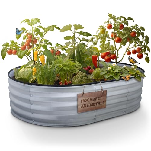 STREND PRO Hochbeet Metall 120x90x30cm (LxBxH) | Metall Hochbeete-kit für Garten Blech | Garten Beet aus verzinktem Stahl für Gemüse, Kräuter & Tomatenpflanzen | Stahl Pflanzkasten, Kräuterbeet von STREND PRO