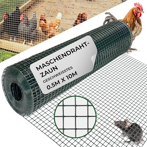 STREND PRO Maschendrahtzaun | Geschweißt - PVC | 0.5m x 10m | 1,2 mm, 16x16mm | Kaninchendraht, Hasendraht, Volierendraht für Garten & Tierhaltung | Hasengitter, Hühnerzaun, Zaun von STREND PRO