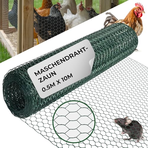 STREND PRO Maschendrahtzaun | PVC | 0,5m x 10m | 0,9 mm, 13mm HEX | Kaninchendraht, Hasendraht, Volierendraht für Garten & Tierhaltung | Hasengitter, Hühnerzaun, Gartenzaun STREND PRO Maschendrahtzaun | PVC | 0,5m x 10m | 0,9 mm, 13mm HEX | Kaninchendraht, Hasendraht, Volierendraht für Garten & Tierhaltung | Hasengitter, Hühnerzaun, Gartenzaun von STREND PRO