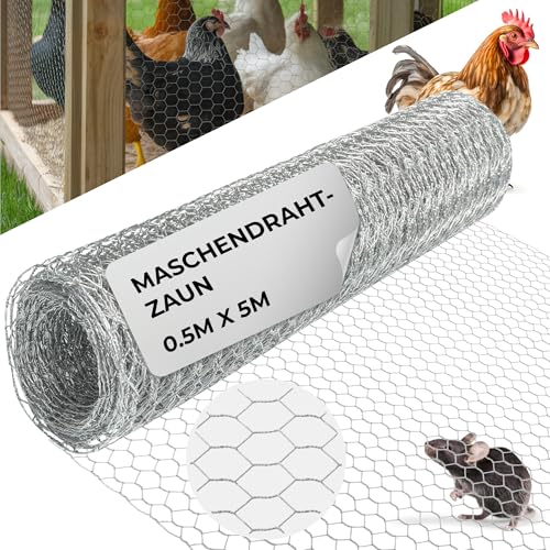STREND PRO Maschendrahtzaun | Verzinkt | 0,5m x 5m | 0,7 mm, 13mm HEX | Kaninchendraht, Hasendraht, Volierendraht für Garten & Tierhaltung | Hasengitter, Hühnerzaun, Gartenzaun von STREND PRO