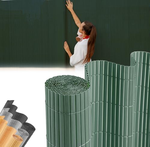 STREND PRO PVC Sichtschutzmatte für Garten, Terrasse | Grün | 1.5m Hoch, 3m Länge | Wetterfester Sichtschutzzaun für Privatsphäre und Windschutz | Gartensichtschutz ohne Bohren, Gartenzaun von STREND PRO