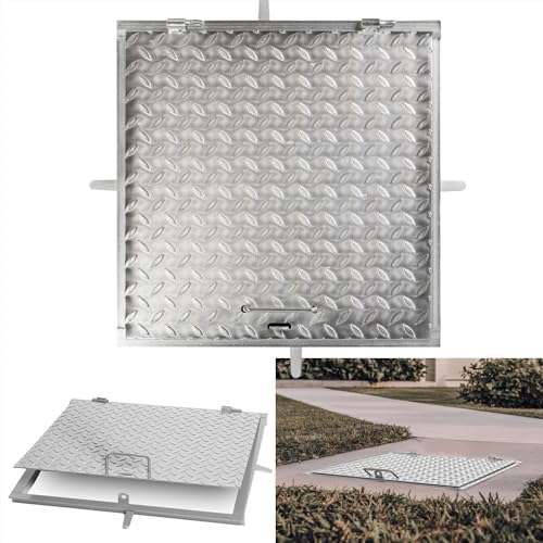 STREND PRO Schachtabdeckung 60x60 cm - 3mm Metall Schachtdeckel 600x600 | Begehbar, UV-beständig, Abschließbar | Robuste Riffelblech-Oberfläche, Verzinkte Kanalabdeckung, Deckel mit Rahmen von STREND PRO