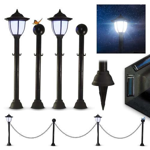 STREND PRO Solarlampen für Außen Garten 300cm | Solarleuchten für Außen mit 2 Solar Laterne Outdoor | Gartendeko Kunststoffzaun mit Led Laternen für Draußen Solar Wetterfest von STREND PRO