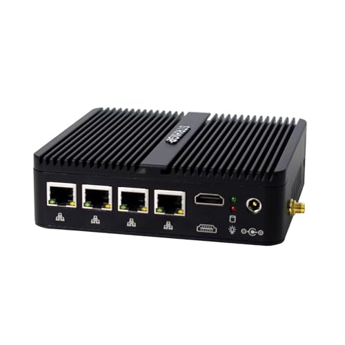 STRHIGP Appliance Firewall Network Security Firewall PC, Quad Core J4125 4 LAN Mini PC Fanless, DDR4 16GB RAM 128GB SSD, AES-NI Industrial Desktop Computer, SIM Slot, WiFi, BT, HD, COM von STRHIGP