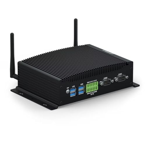 STRHIGP Lüfterloser Industrieller Mini PC i7 10810U, Unterstützt Win11/Linux, WiFi5/BT4.2, 8 GB DDR4 RAM, 128 GB SSD + 1 TB HDD 1 * 14 Pin GPIO 2*LAN 2*COM 4K 3 Display 6* USB Mini Büro Computer von STRHIGP