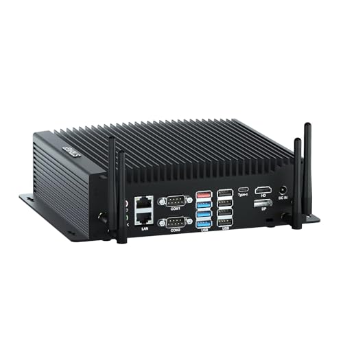 STRHIGP Silent Mini PC Fanless Win 11 Pro i5-10210U(4C/8T, up to 4.20GHz), Industrial Computer 64GB DDR4 1TB SSD, 6 COM, 4USB3.0+3USB2.0, 4K Triple Displays HD+DP+Type-C, 2GPIO, Dual LAN von STRHIGP