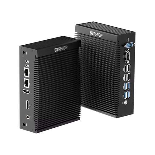 STRHIGP Silent Mini PC Lüfterlos i3-1215U, Win 11 Pro Desktop Computer, 8 GB DDR5 256 GB NVMe SSD Home Business Office Multimedia PC Auto Power On, 8 USB, 4K Dual Display, Gigabit Ethernet, VESA Mount von STRHIGP