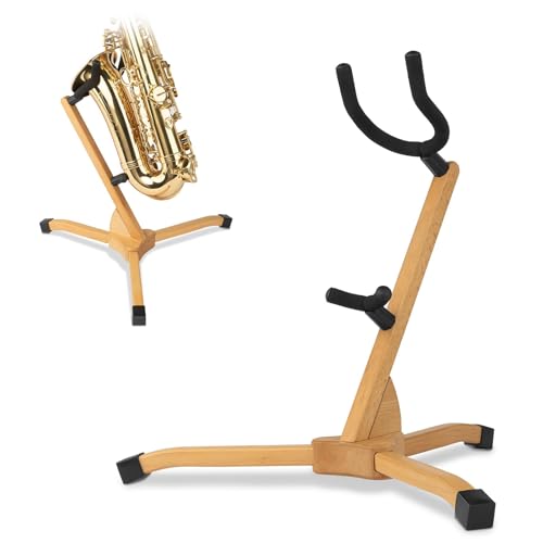 STRICH Saxophonständer aus Holz für Alt- & Tenorsaxophon – Bodenständer aus Buchenholz mit rutschfester Polsterung, Farbe Buche, SSS-10 STRICH Saxophonständer aus Holz für Alt- & Tenorsaxophon – Bodenständer aus Buchenholz mit rutschfester Polsterung, Farbe Buche, SSS-10 von STRICH