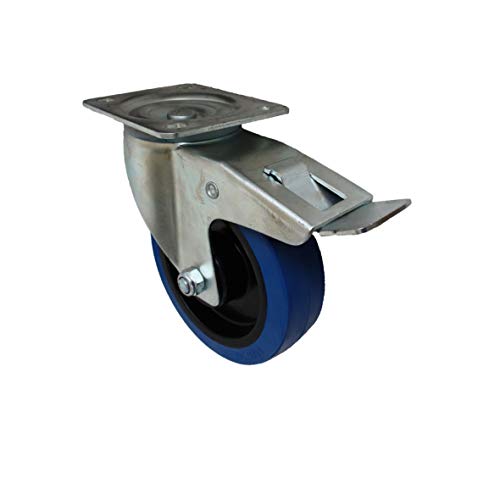 Blue Wheels 160 mm Anschraubplatte Lenkrolle mit Bremse Rolle Rad von STRICKER-ROLLEN